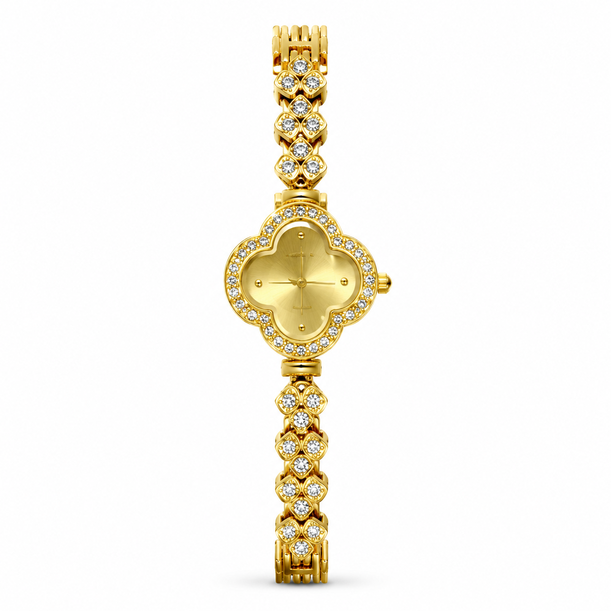 Women's Golden Clover Crystal Diamond Watch