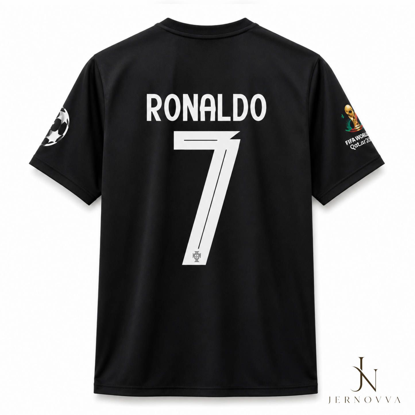 Portugal White & Black Football Jersey with Customize name and Number