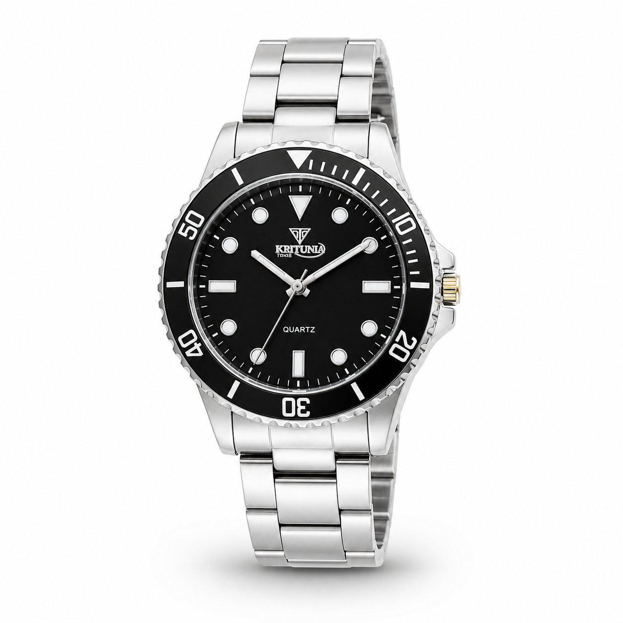 Men's Silver Diver Watch - Black Dial