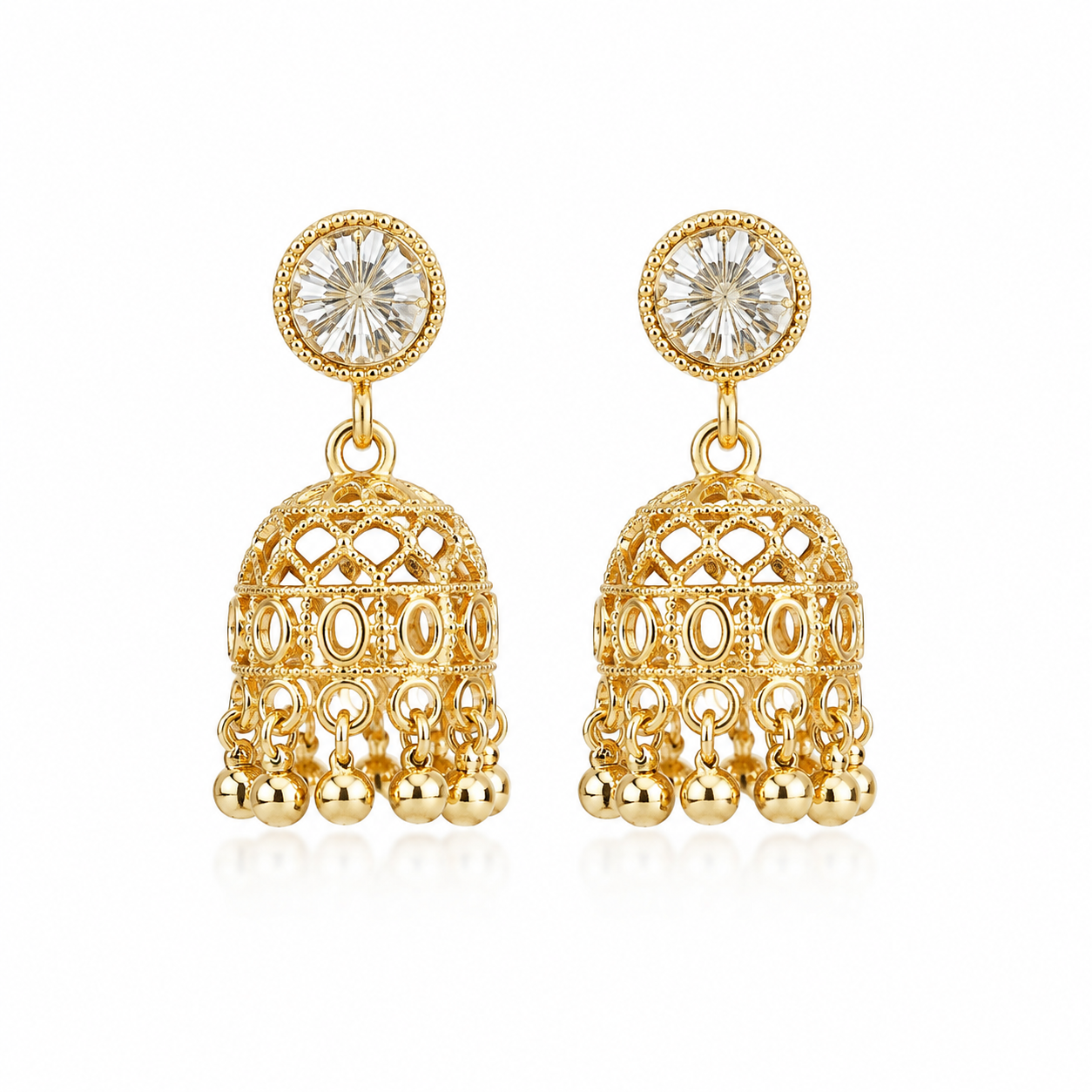 Women's Golden Traditional Jhumka Earrings