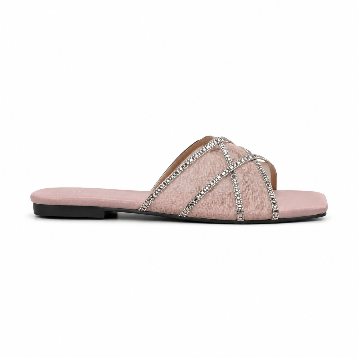 Women's Blush Crystal Strap Flats