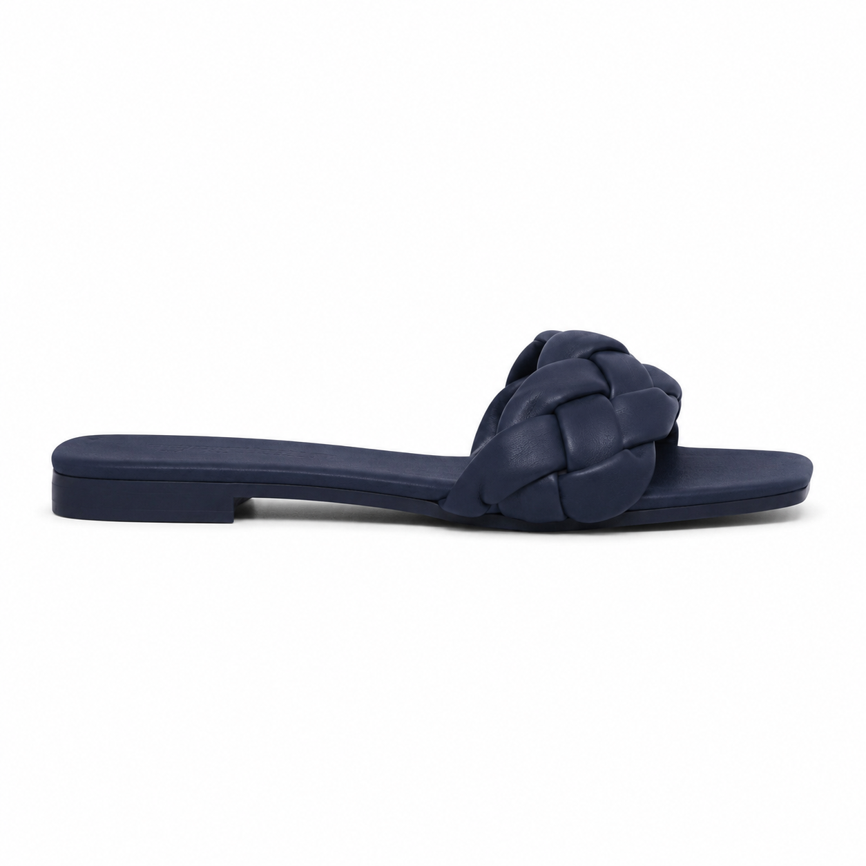 Women's Navy Braided Flat Slides