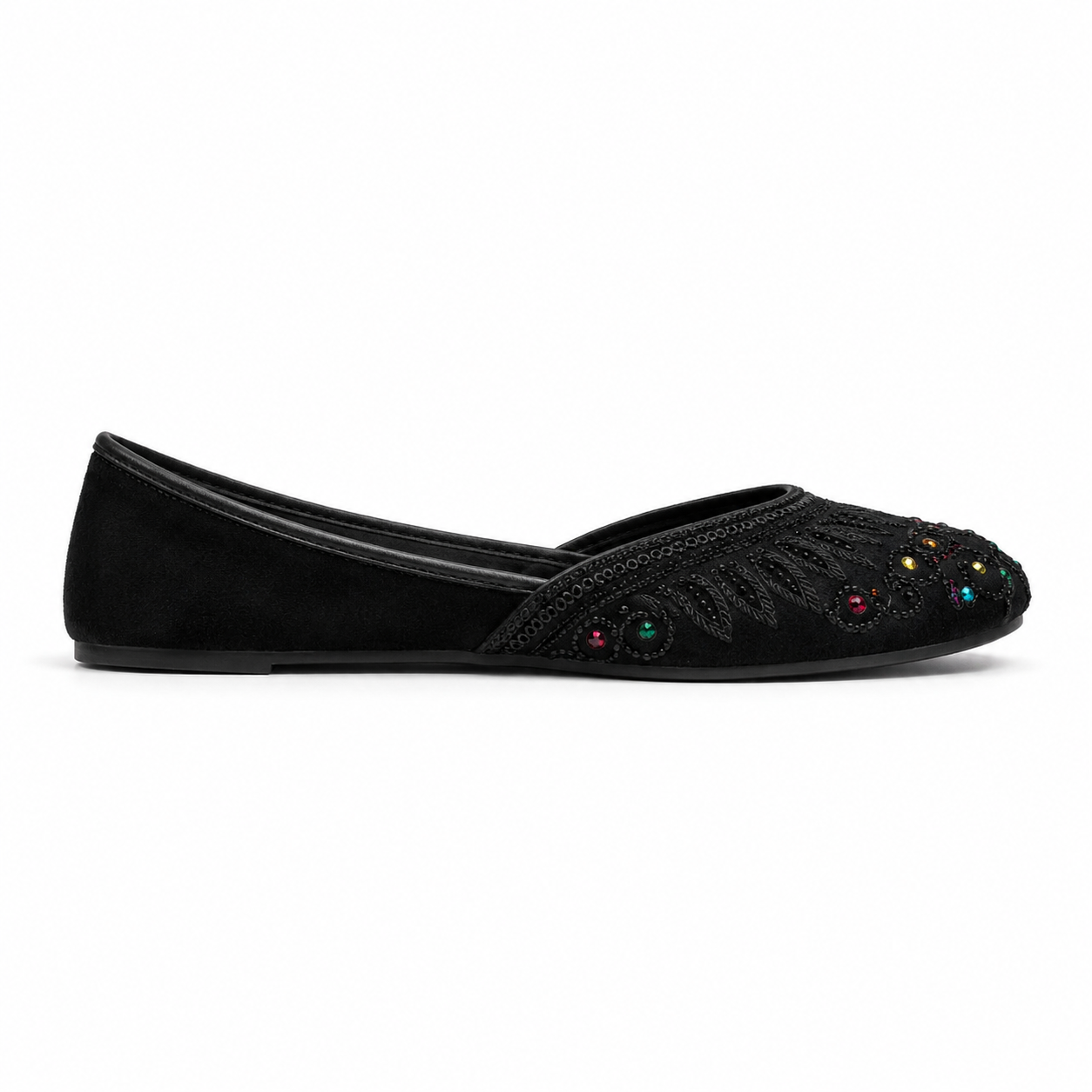 Women's Black Multicolor Embroidered Khussa