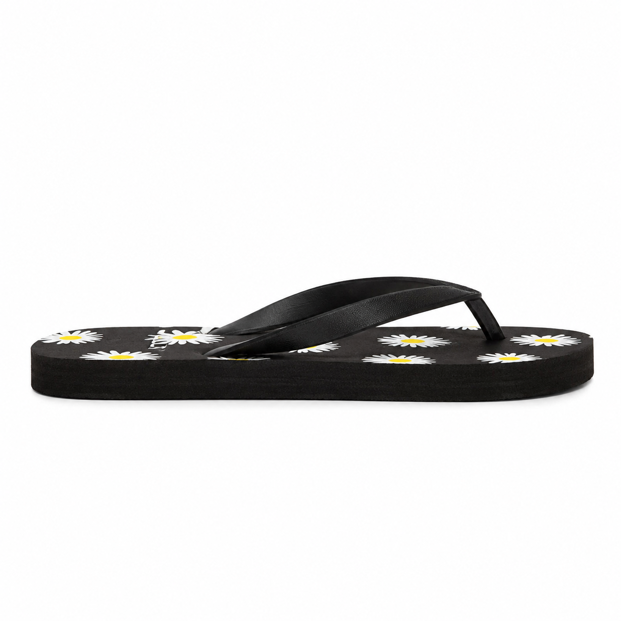 Black Daisy Floral Chappal