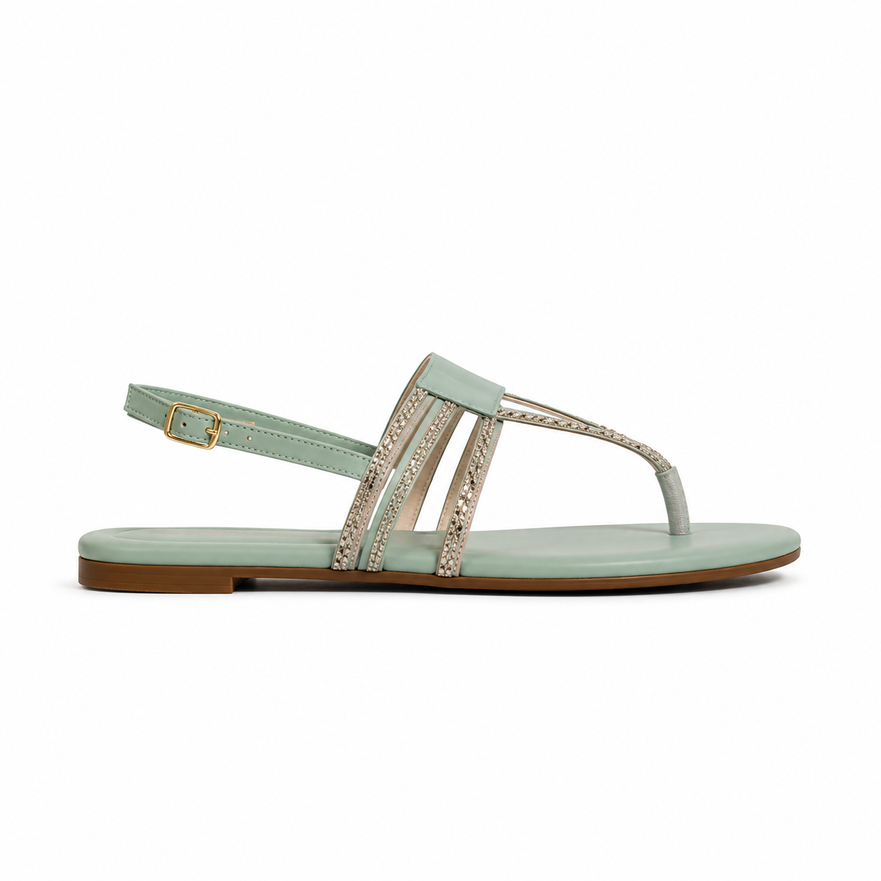 Women's Mint Green Embellished Slingback Sandals