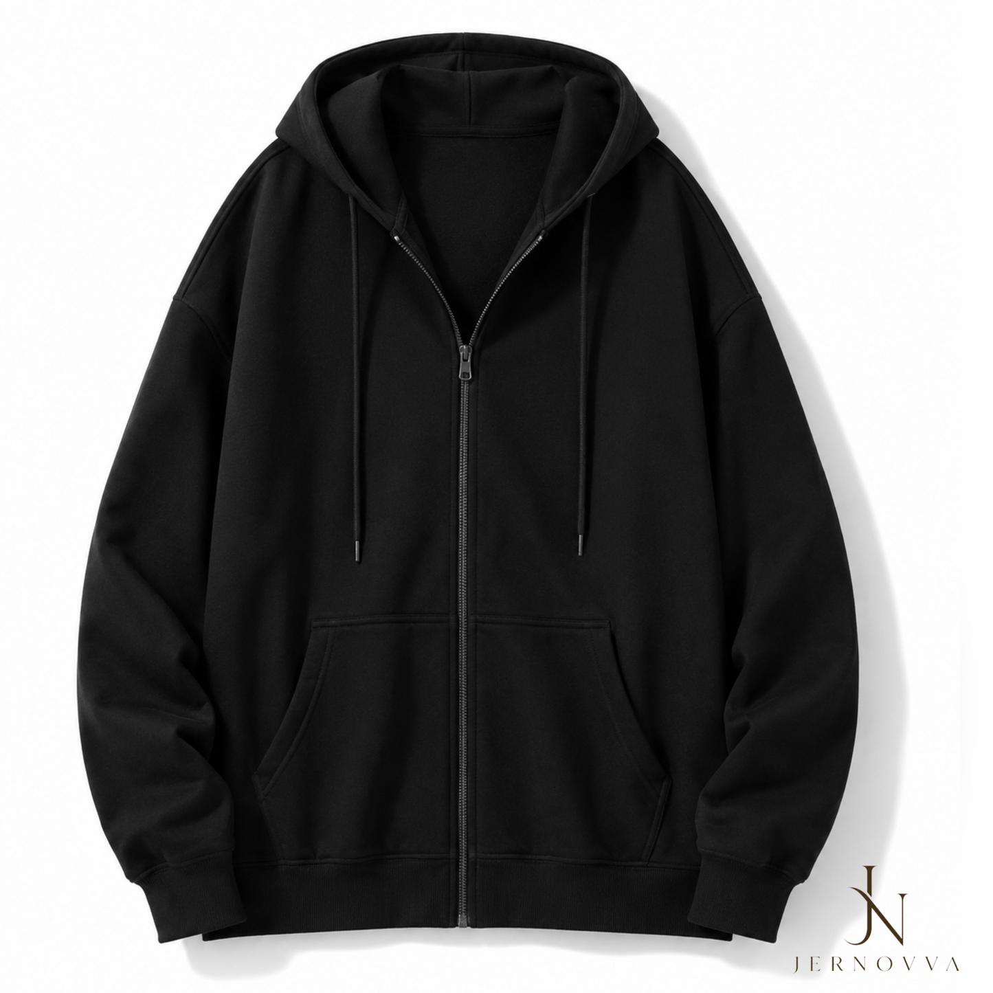 Unisex Grey Zip-Up Hoodie – Oversized Full Zip Casual Sweatshirt