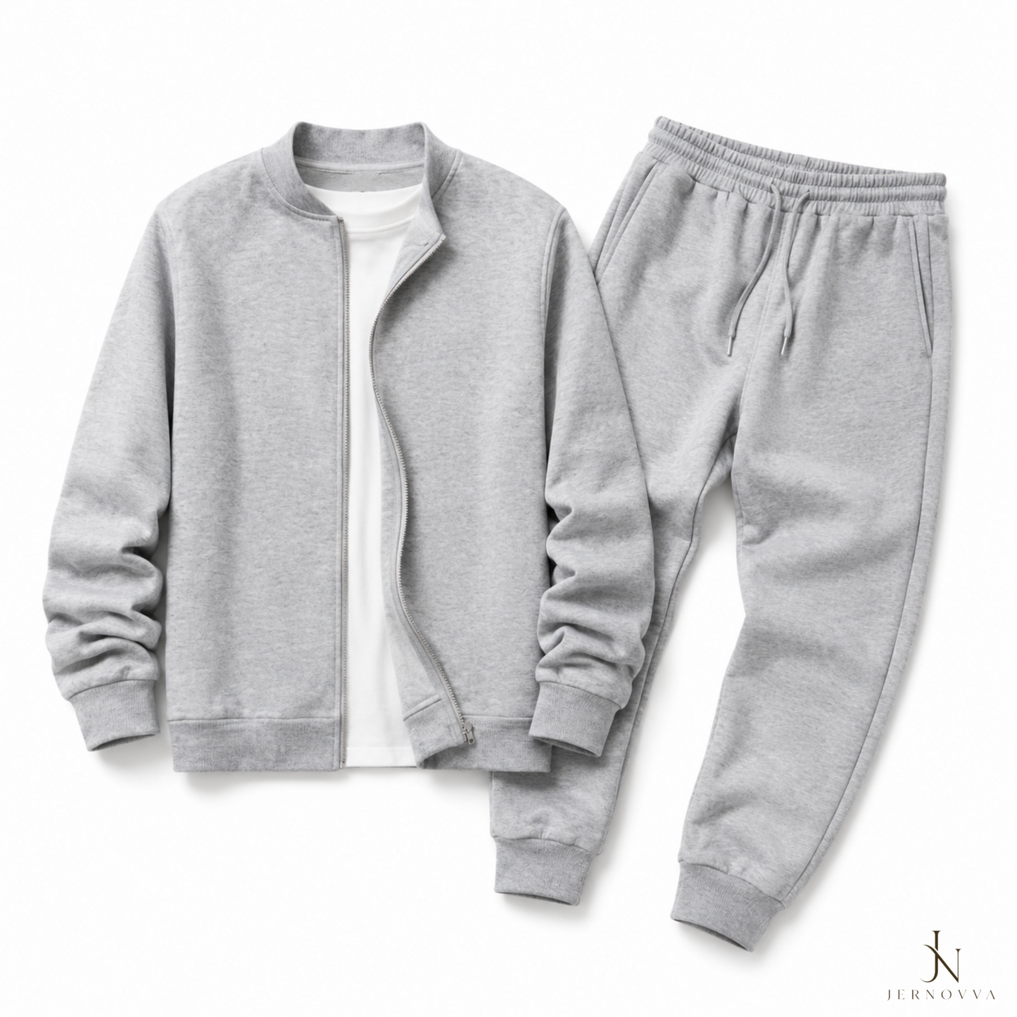 Men's Premium Grey Tracksuit – Casual Zip-Up Set