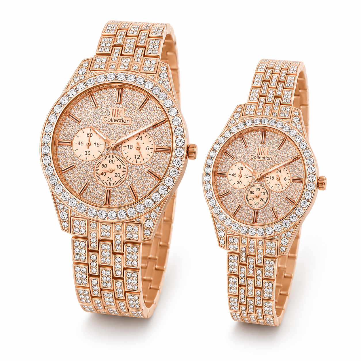 Rose Gold Diamond Couple Watches