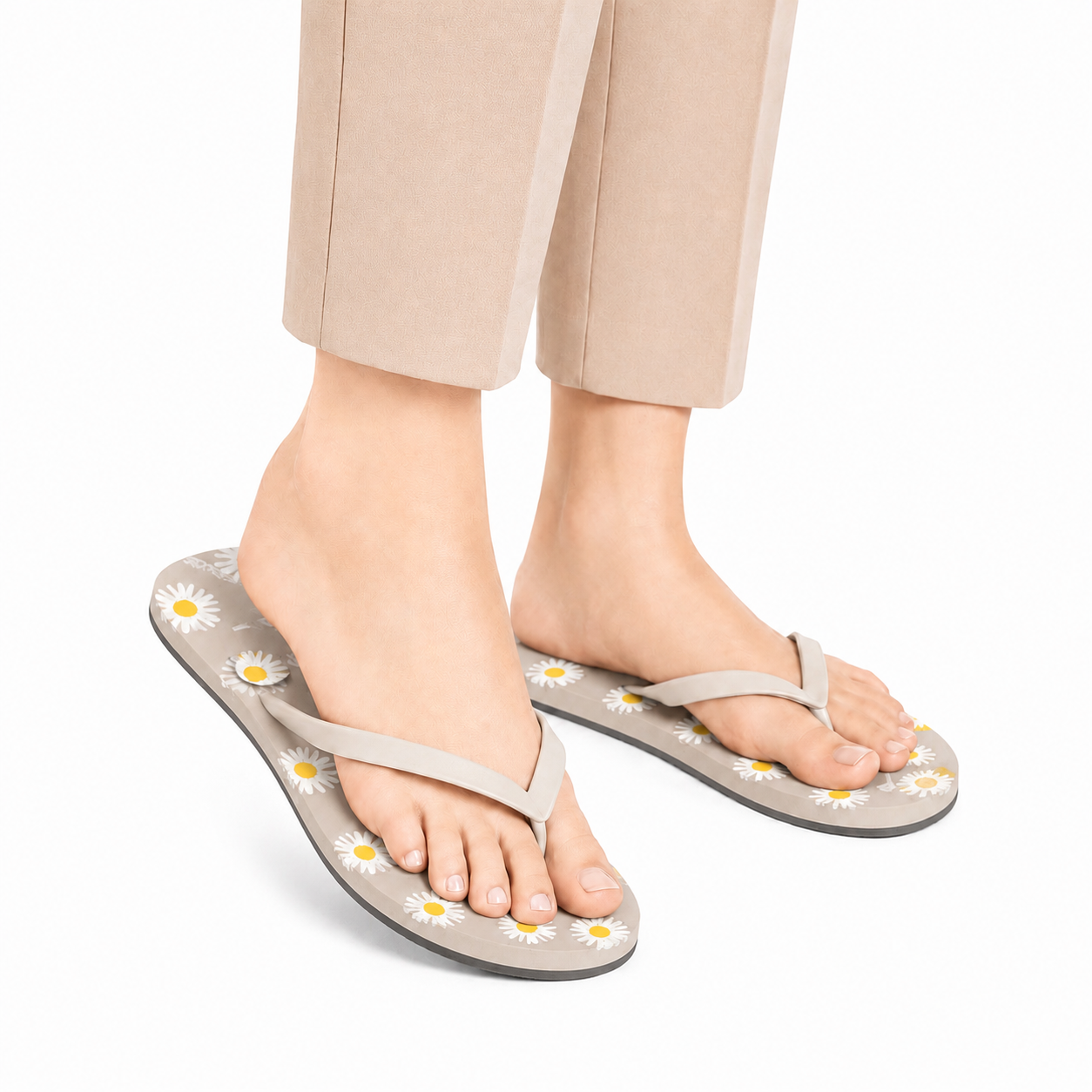 Gray Daisy Floral Chappal