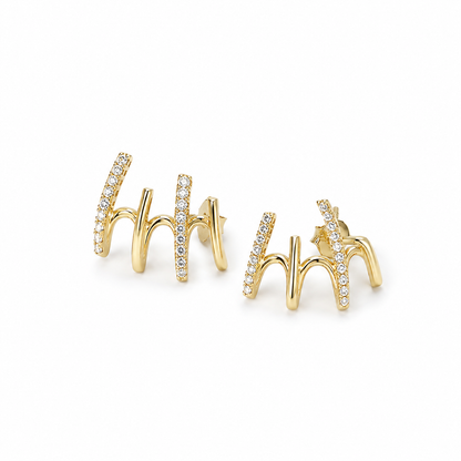Women's Golden Crystal Triple Hoop Earrings