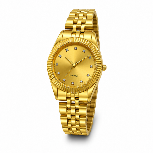 Full Gold Diamond Dial Wrist Watch