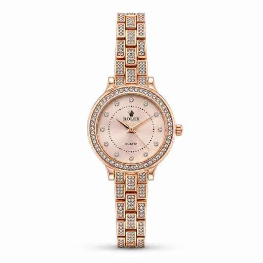 Rose Gold Diamond Stone Ladies Watch