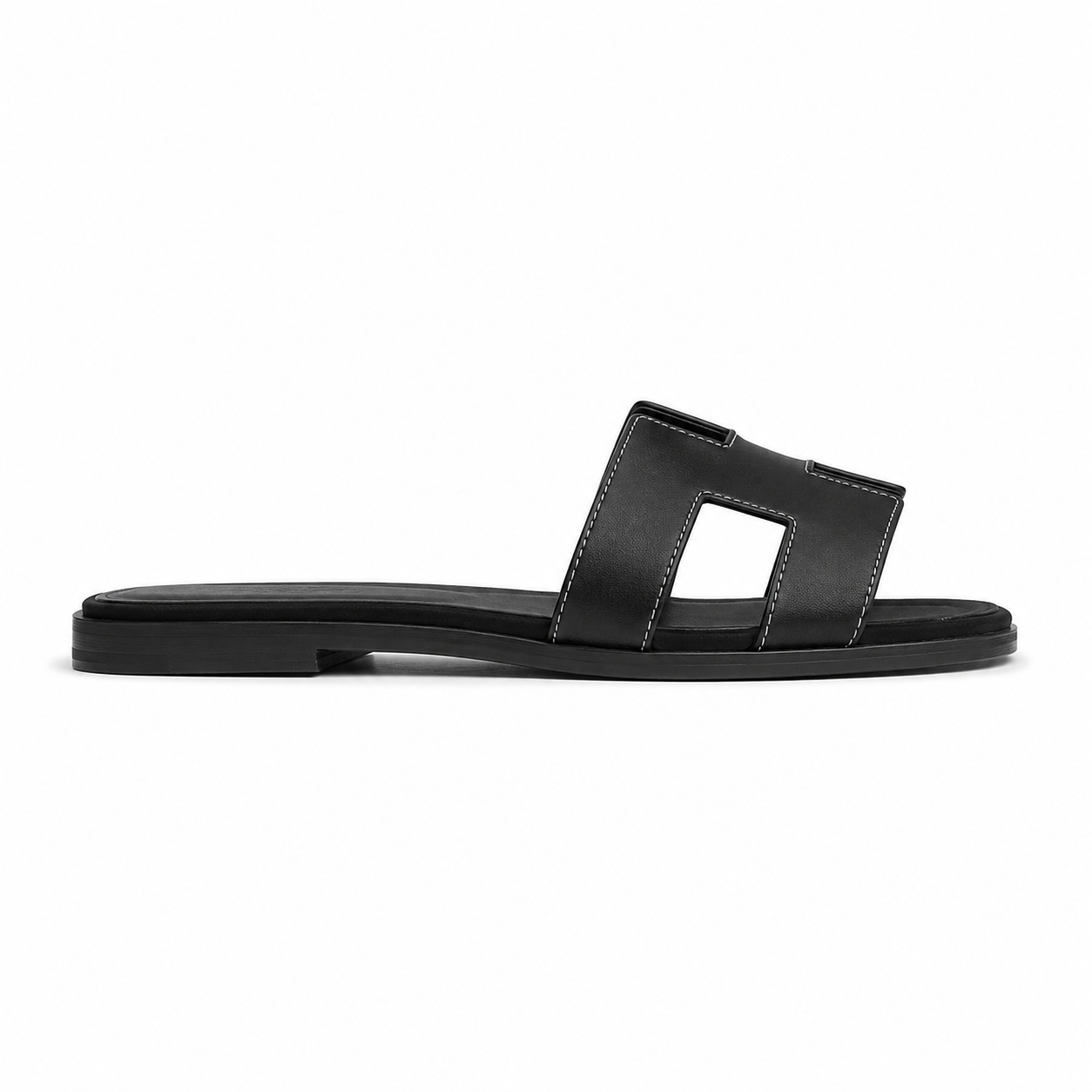 Women's Black H-Strap Elegant Slides