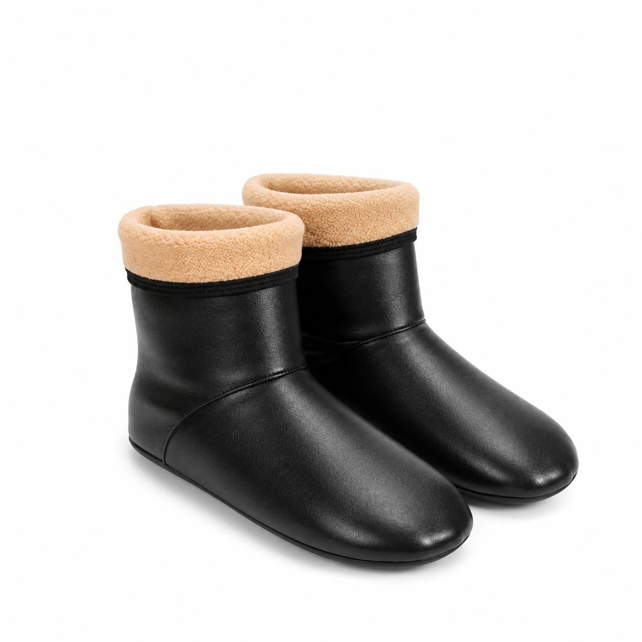 Men&Women Black Leather Cozy Socks -