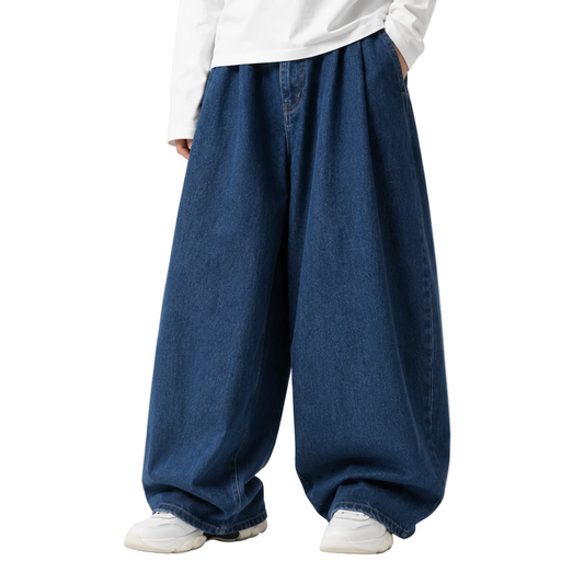 Everyone Baggy Wide Leg Jeans - Dark Blue + Light Blue