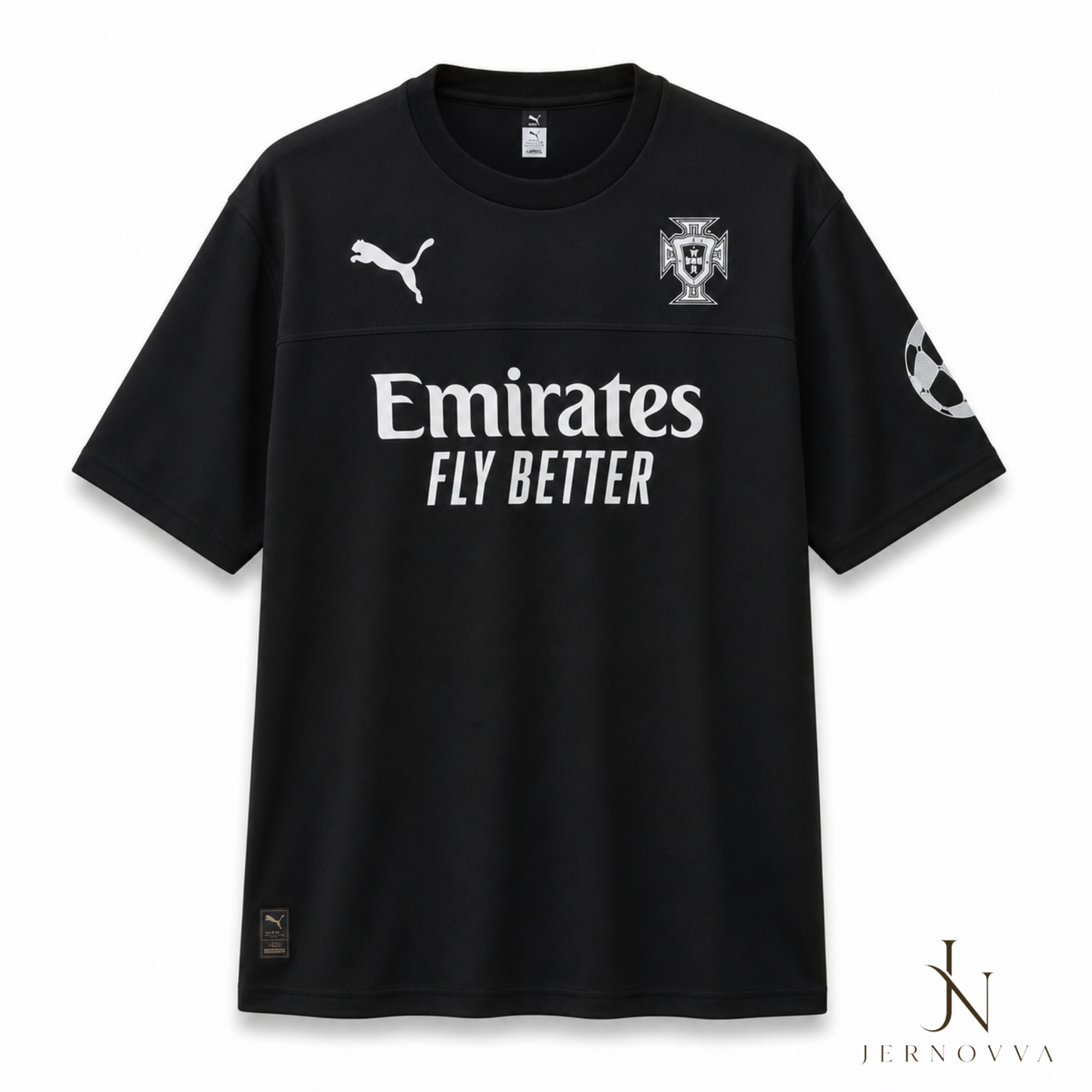 Portugal White & Black Football Jersey with Customize name and Number