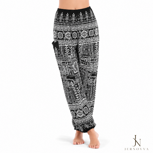Women's Premium Boho Printed Trouser – High Waist Loose Fit Casual & Yoga Pants (Copy)