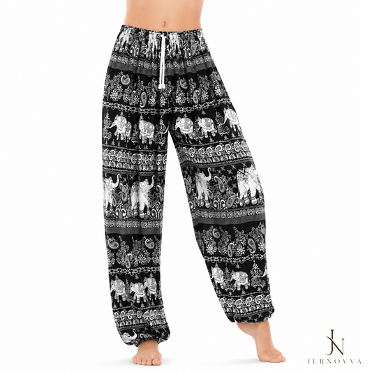 Women's Premium Boho Printed Trouser – High Waist Loose Fit Casual & Yoga Pants