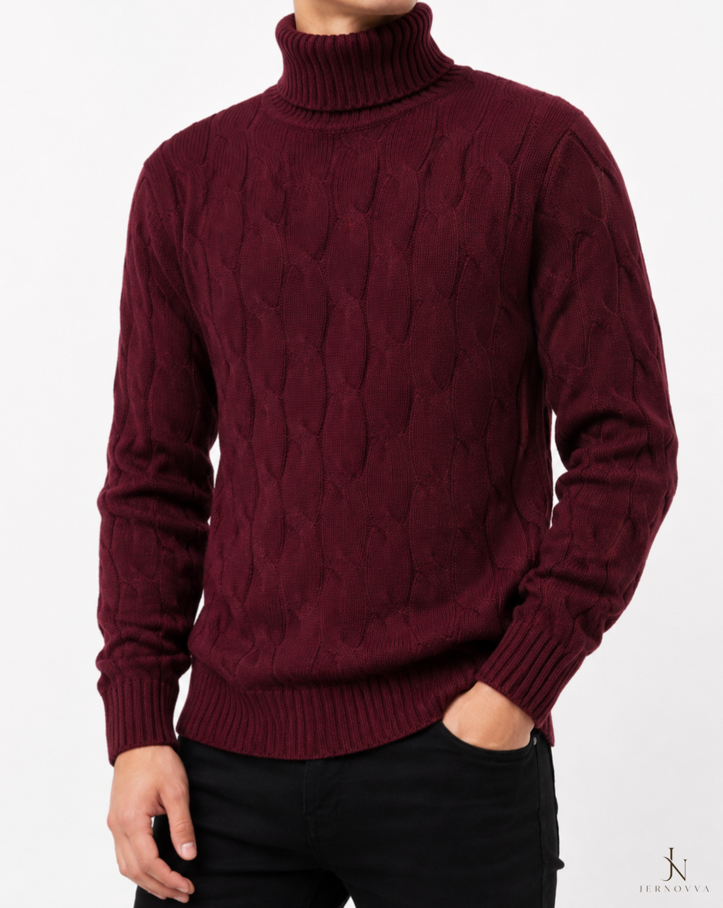 Men's Cable Knit Turtleneck Sweater
