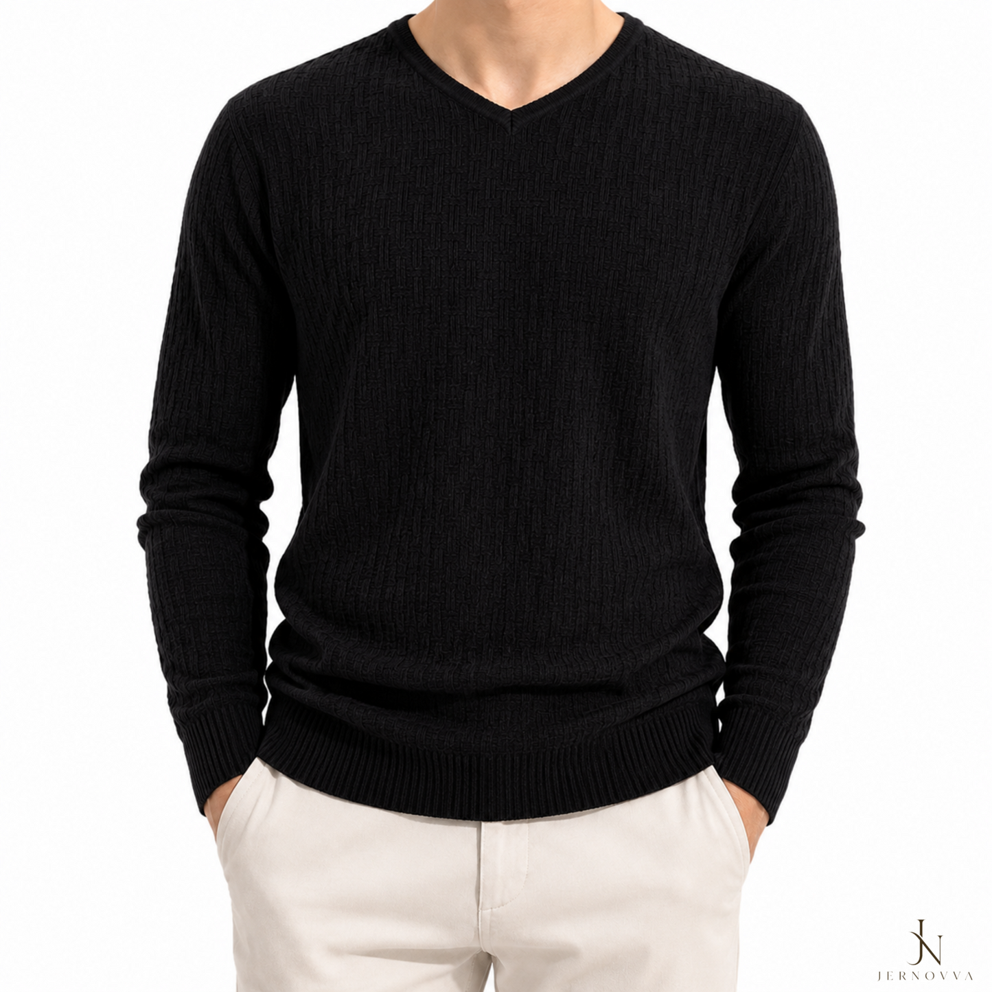 Men’s Textured V-Neck Sweater