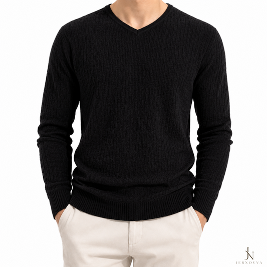 Men’s Textured V-Neck Sweater