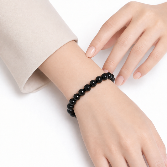 Women's Black Bead Stretch Bracelet