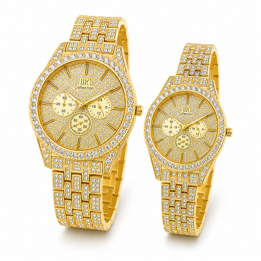 Royal Gold Diamond Couple Watches