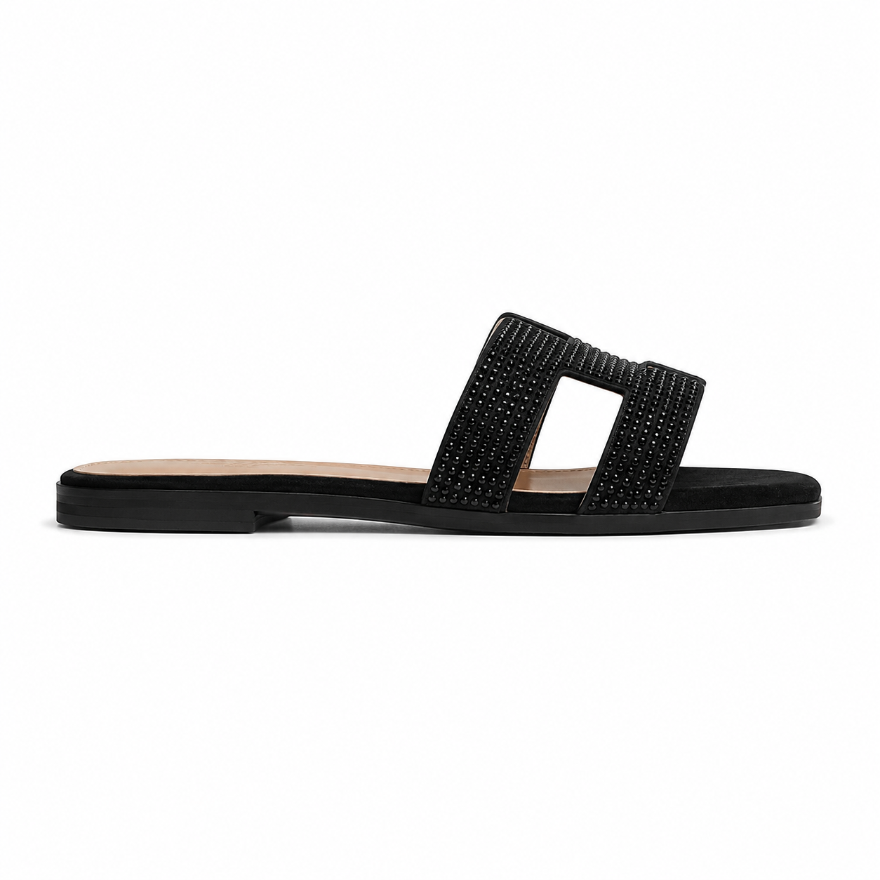 Women's Black Stone H-Strap Luxury Slides