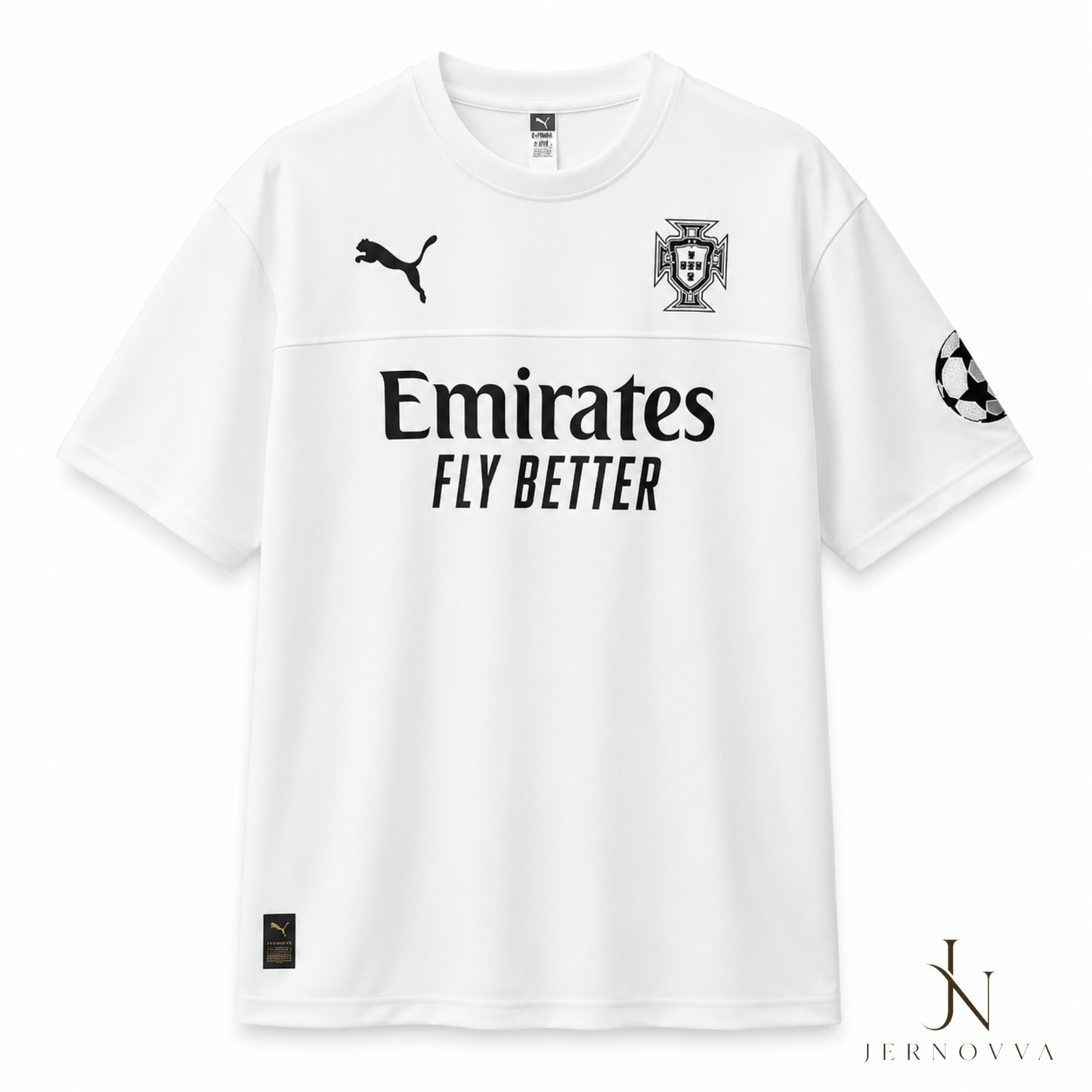 Portugal White & Black Football Jersey with Customize name and Number