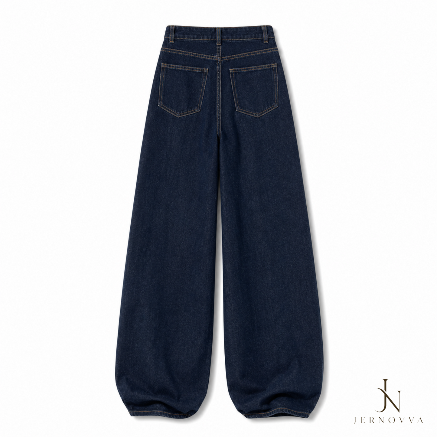 Women's Dark Blue Baggy Wide Leg Jeans – High Waist Relaxed Fit Denim Pants