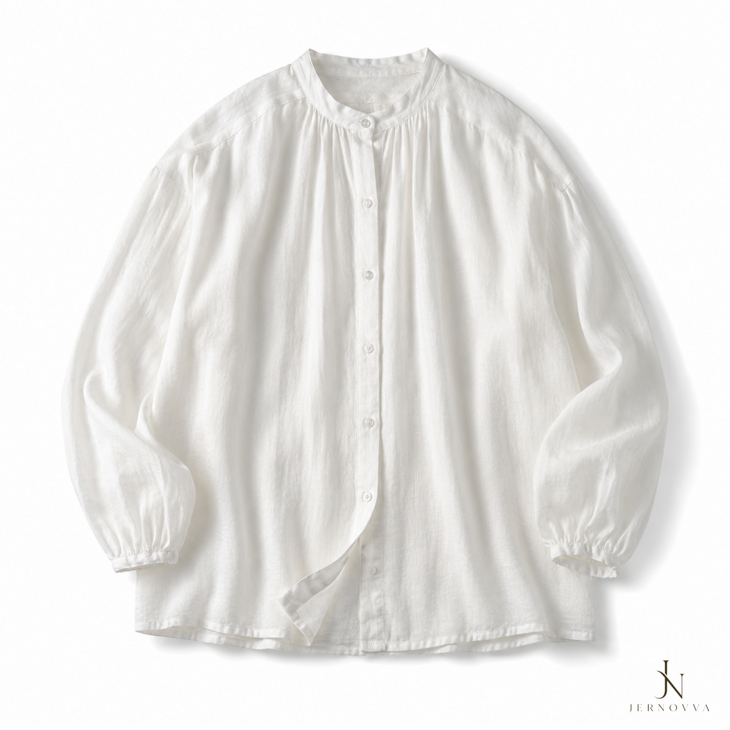 Women's White Cotton Shirt - Summer Casual Top - JERNOVVA