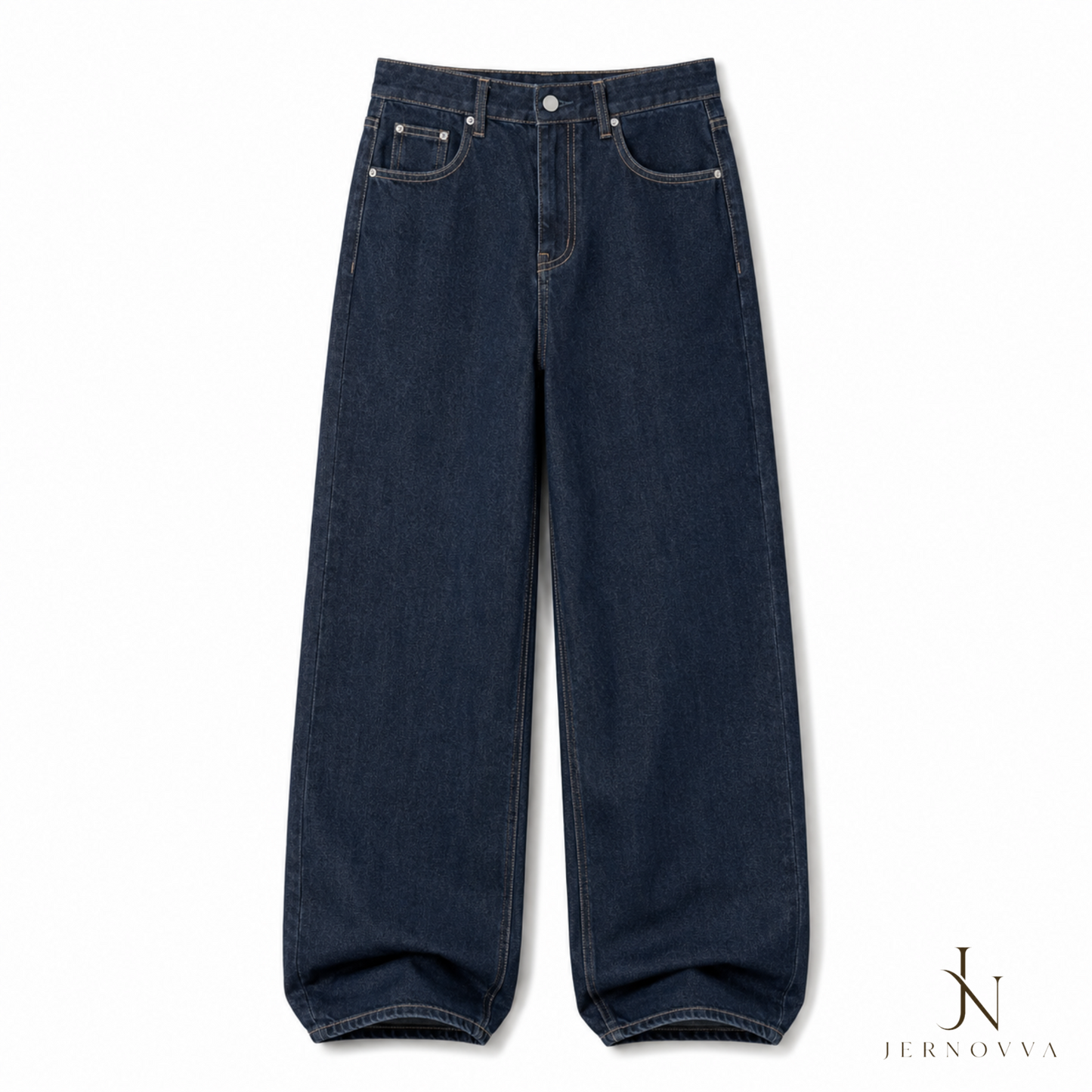 Women's Dark Blue Baggy Wide Leg Jeans – High Waist Relaxed Fit Denim Pants