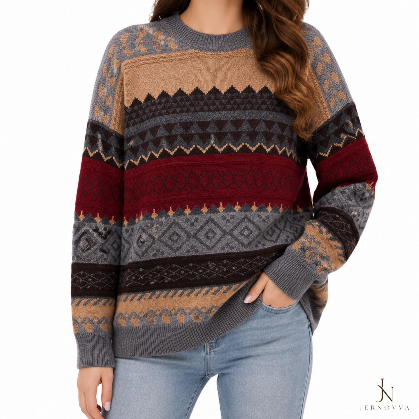 Wool Knit Sweater - Casual Winter Sweater for Women