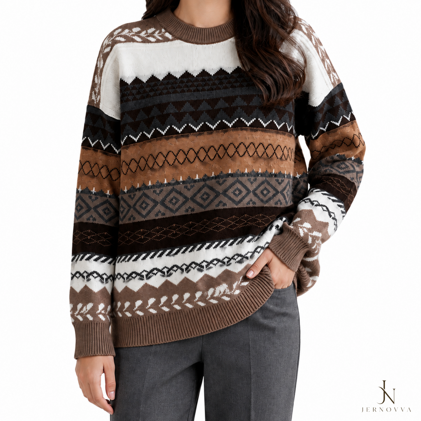 Wool Knit Sweater - Casual Winter Sweater for Women