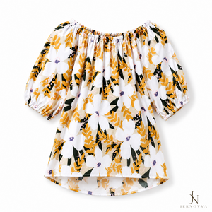 White Orange Floral