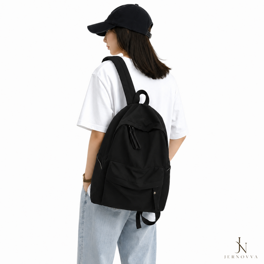 Classic Black Casual Backpack – Lightweight School, College & Travel Bag for Women & Girls