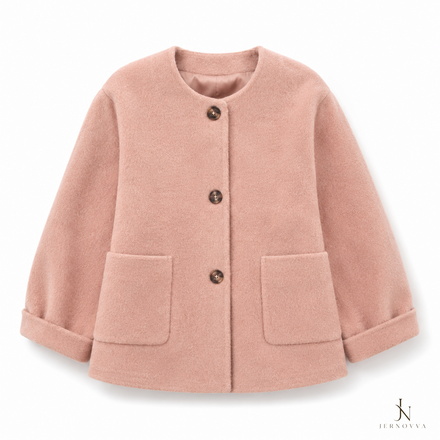 Women's Wool Blend Button Coat - Light Pink