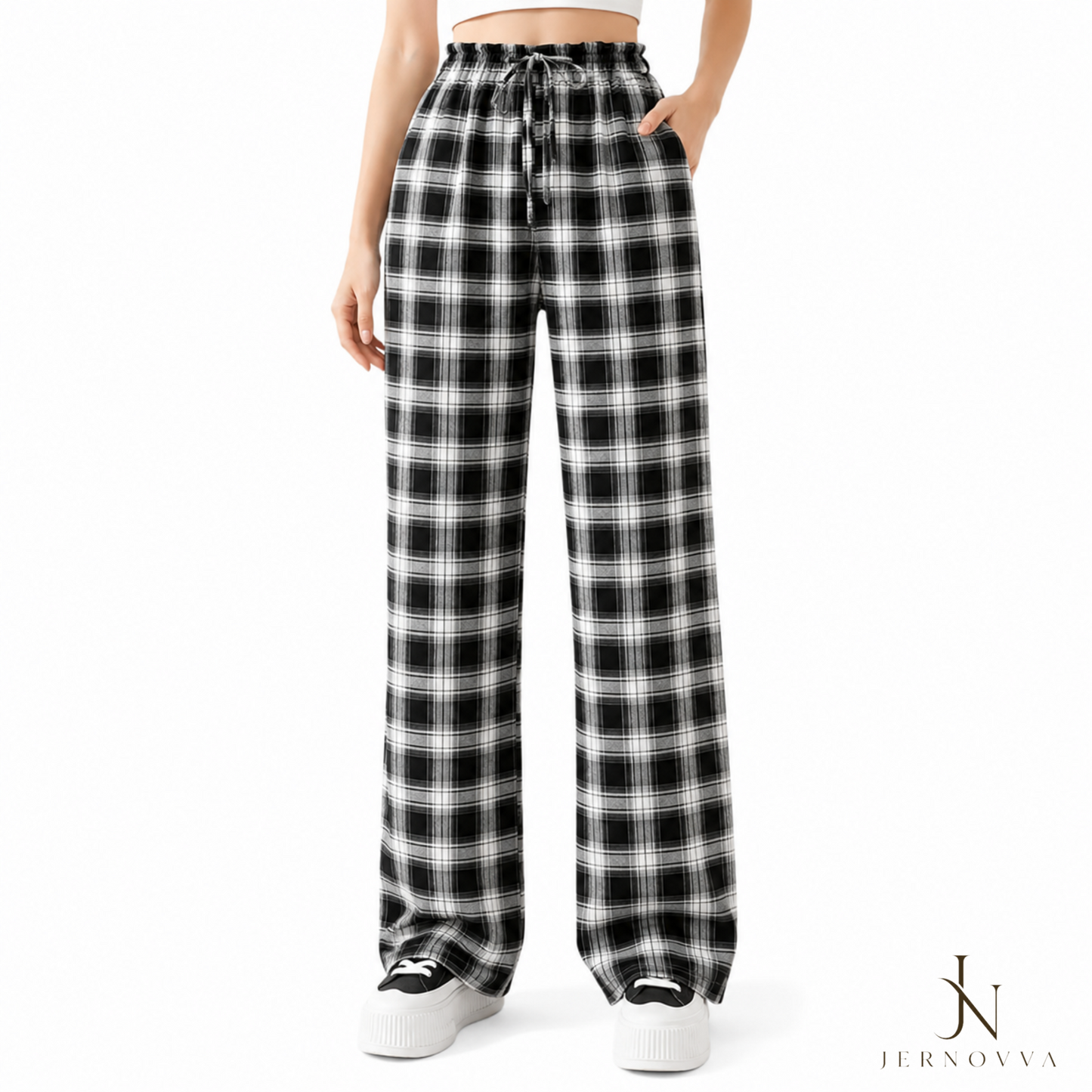 Women’s Oversized Plaid Wide Leg Trousers