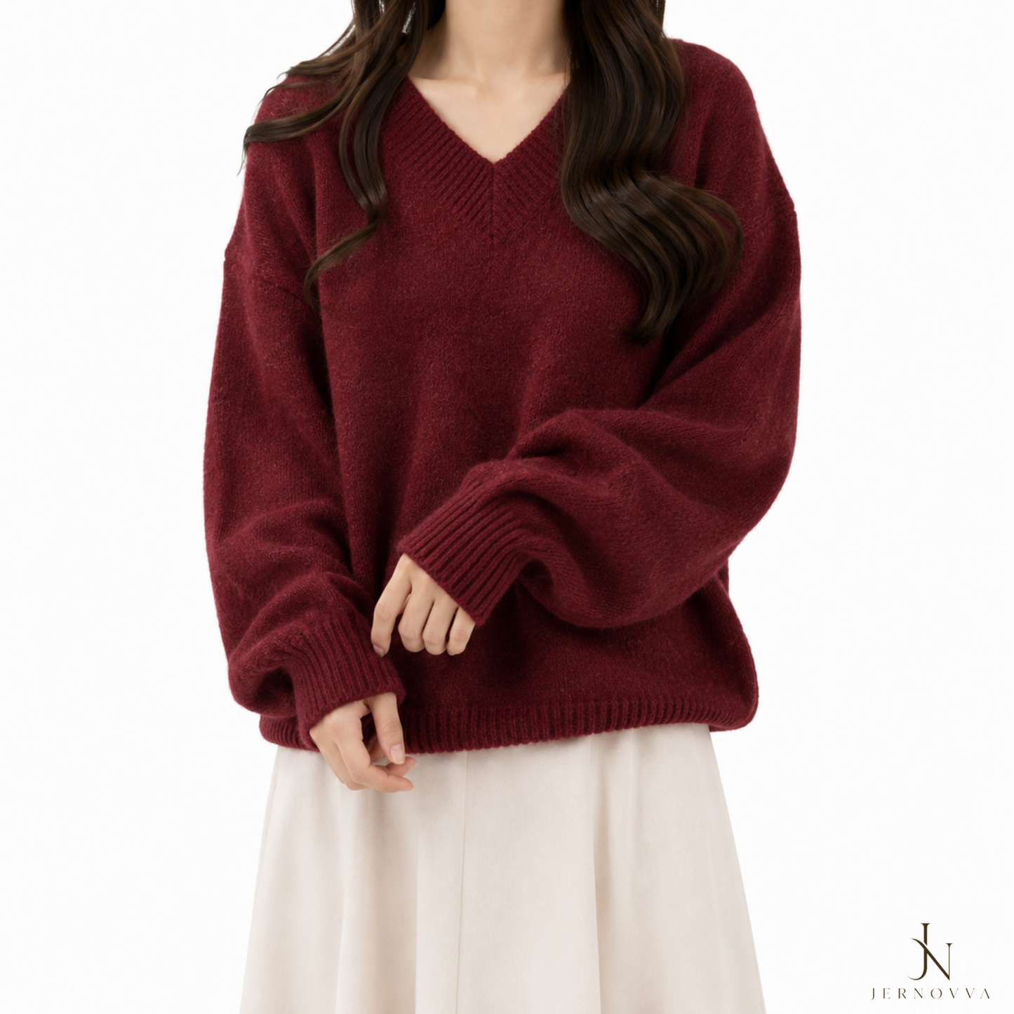 Women's Oversized V-Neck Loose Sweater