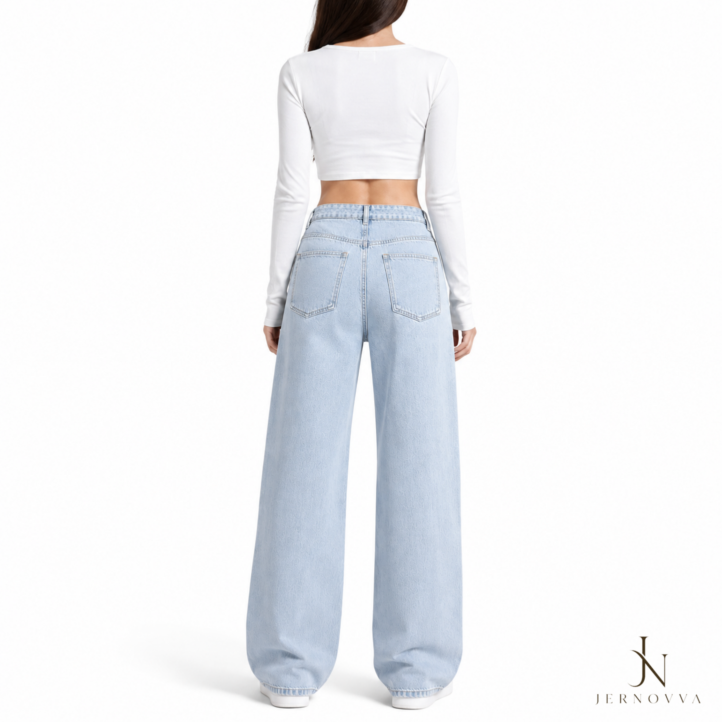 Women's High Waist Wide Leg Blue Denim Jeans