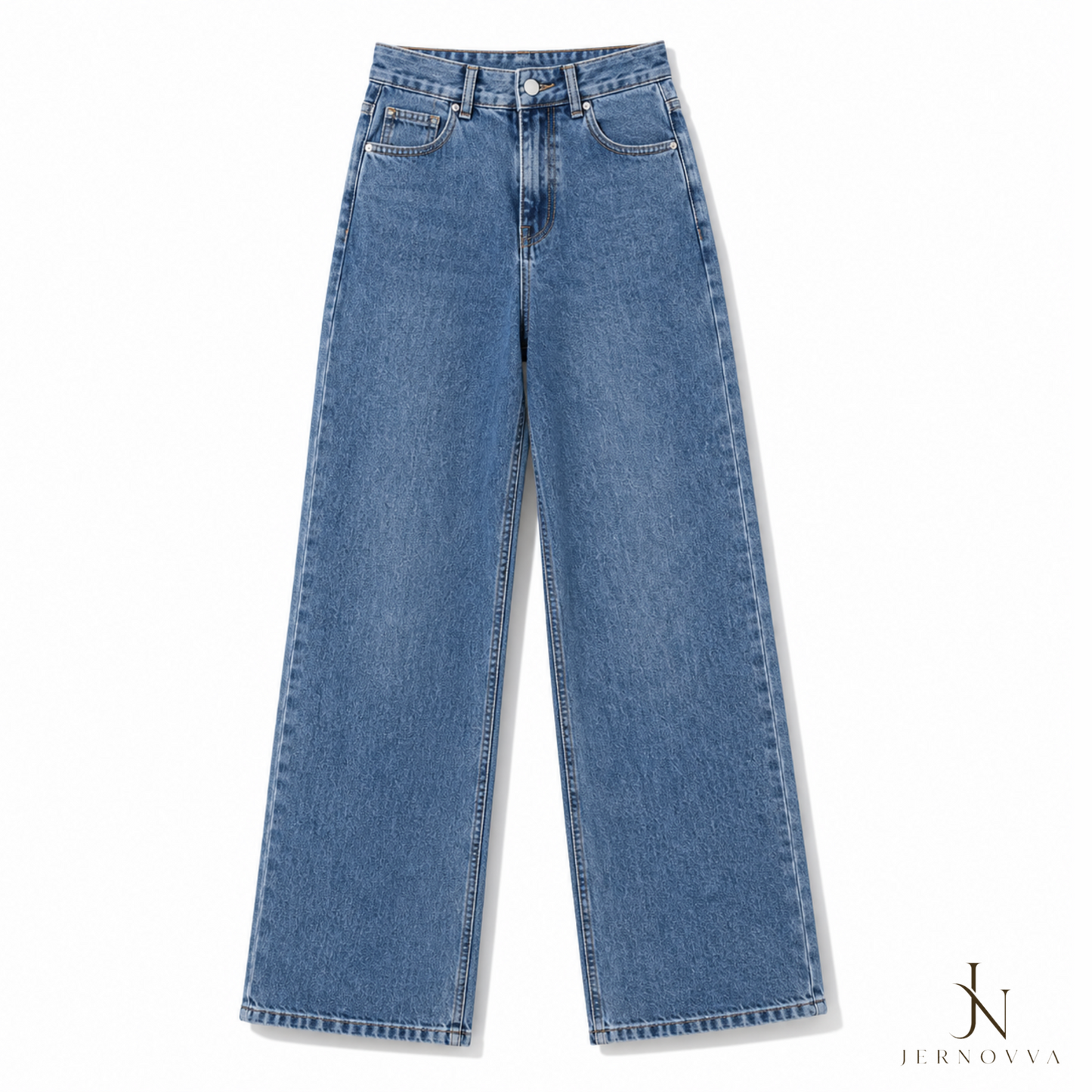 Women's High Waist Wide Leg Blue Denim Jeans