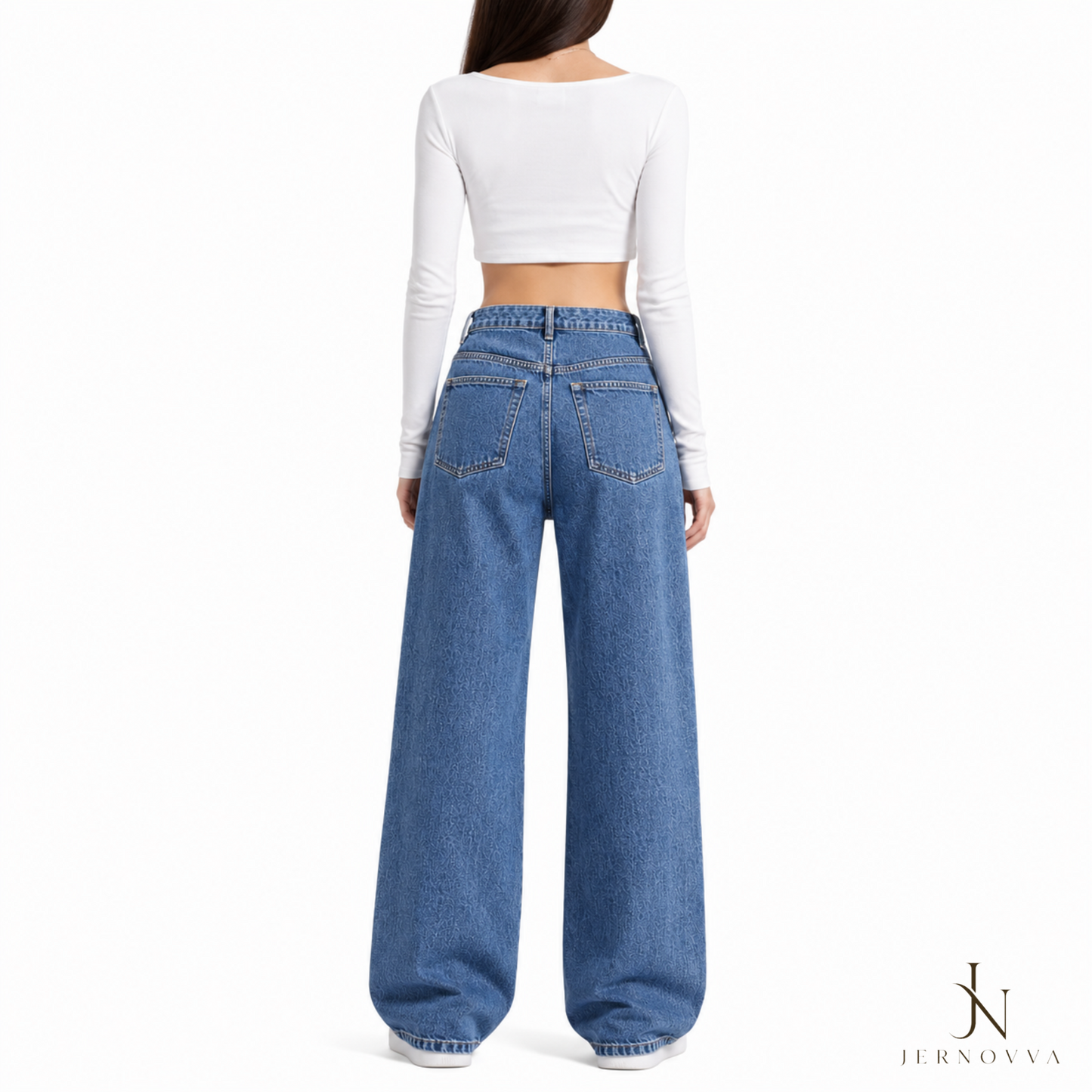 Women's High Waist Wide Leg Blue Denim Jeans