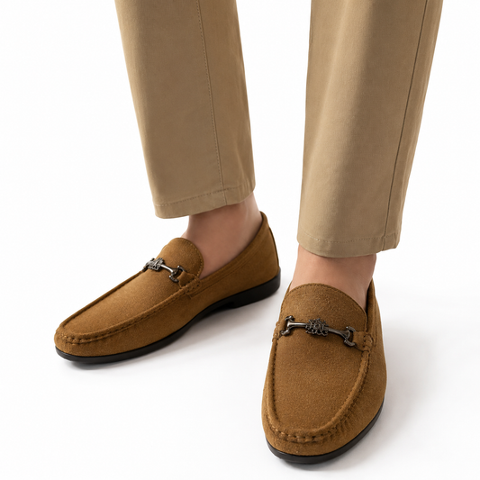 Men's Camel Suede Bit Loafers