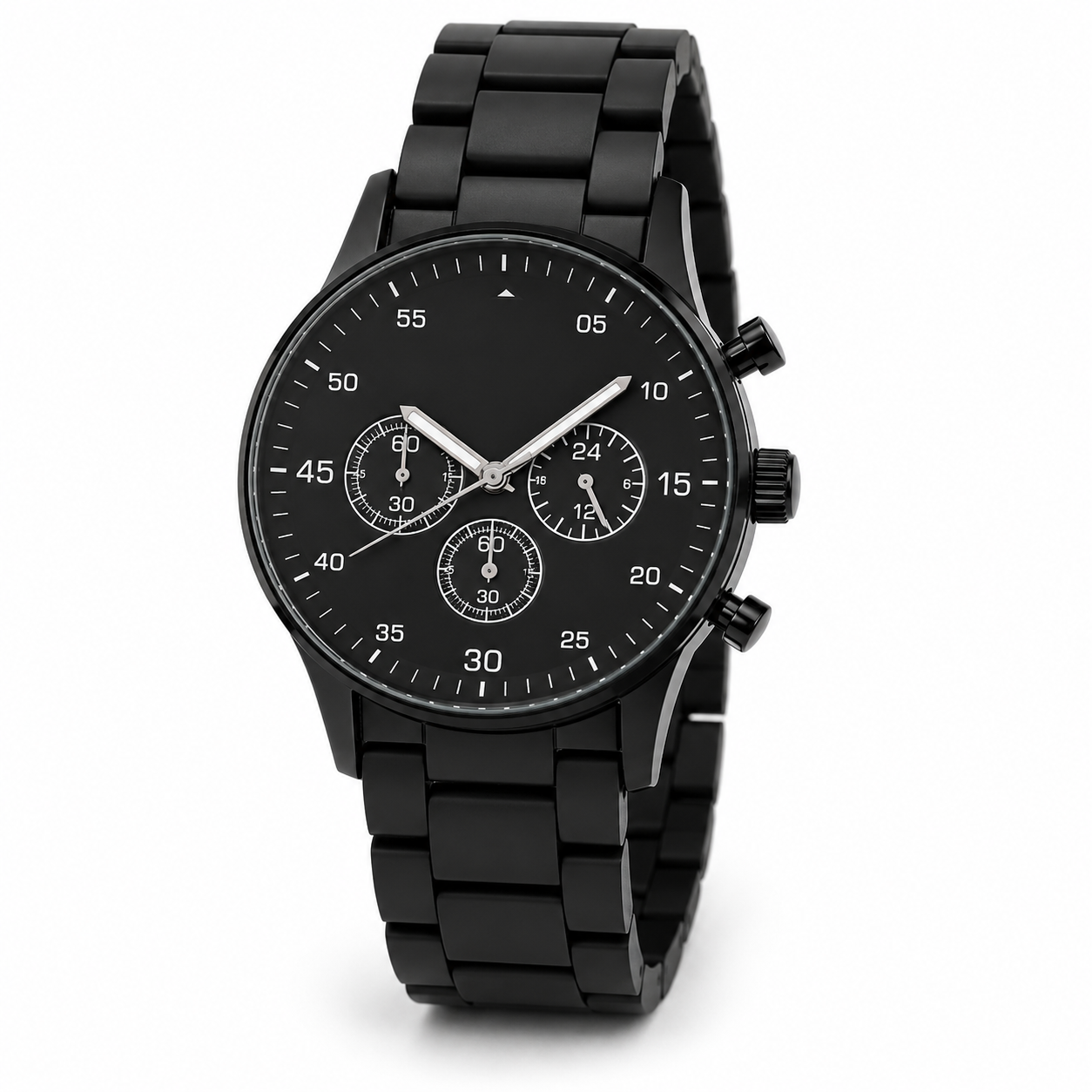 All Black Men's Chronograph Watch - Stainless Steel Strap