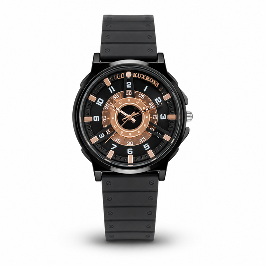 Men's Black & Rose Gold Sports Watch