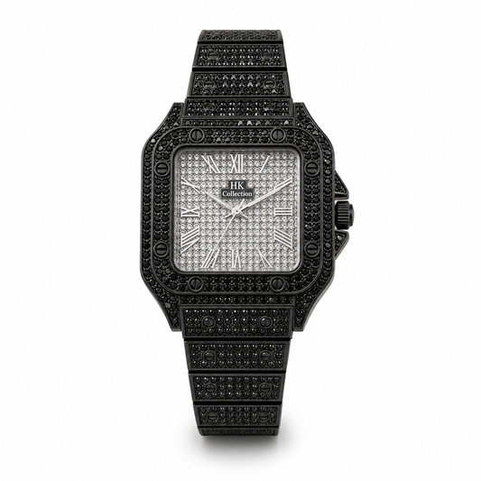 Men's Black Diamond Iced Out Square Watch