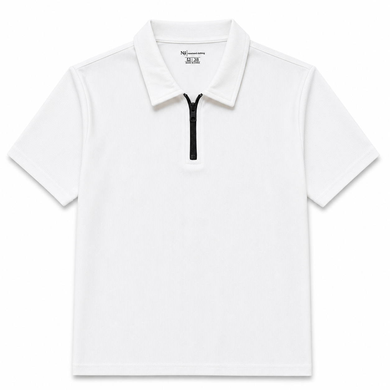 Men's Premium White Zip Polo Shirt