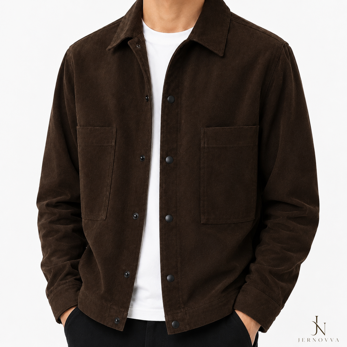 Suede-Touch Fabric Overshirt Jacket For Men