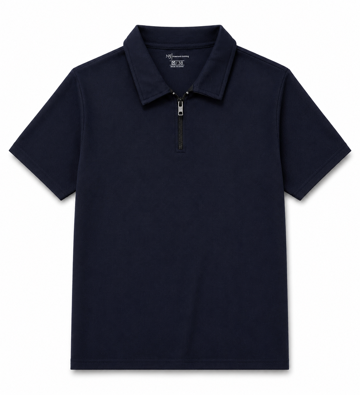 Men's Navy Blue Premium Zip Polo Shirt