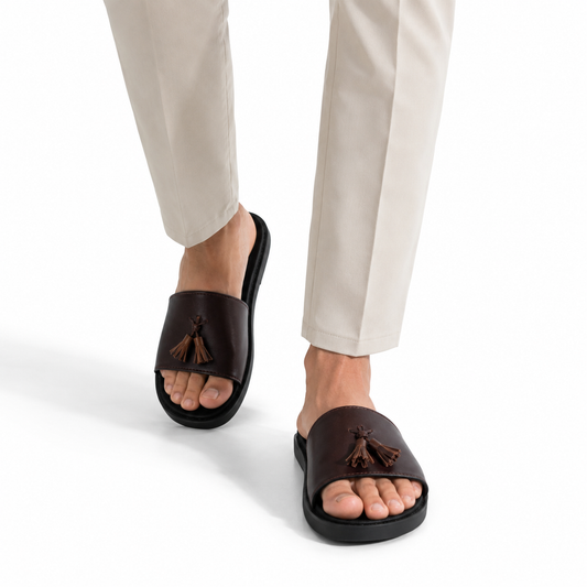 Men's Brown Tassel Slippers